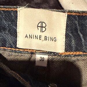 Anine Bing Dark Blue Denim Jeans with Orange Stitching